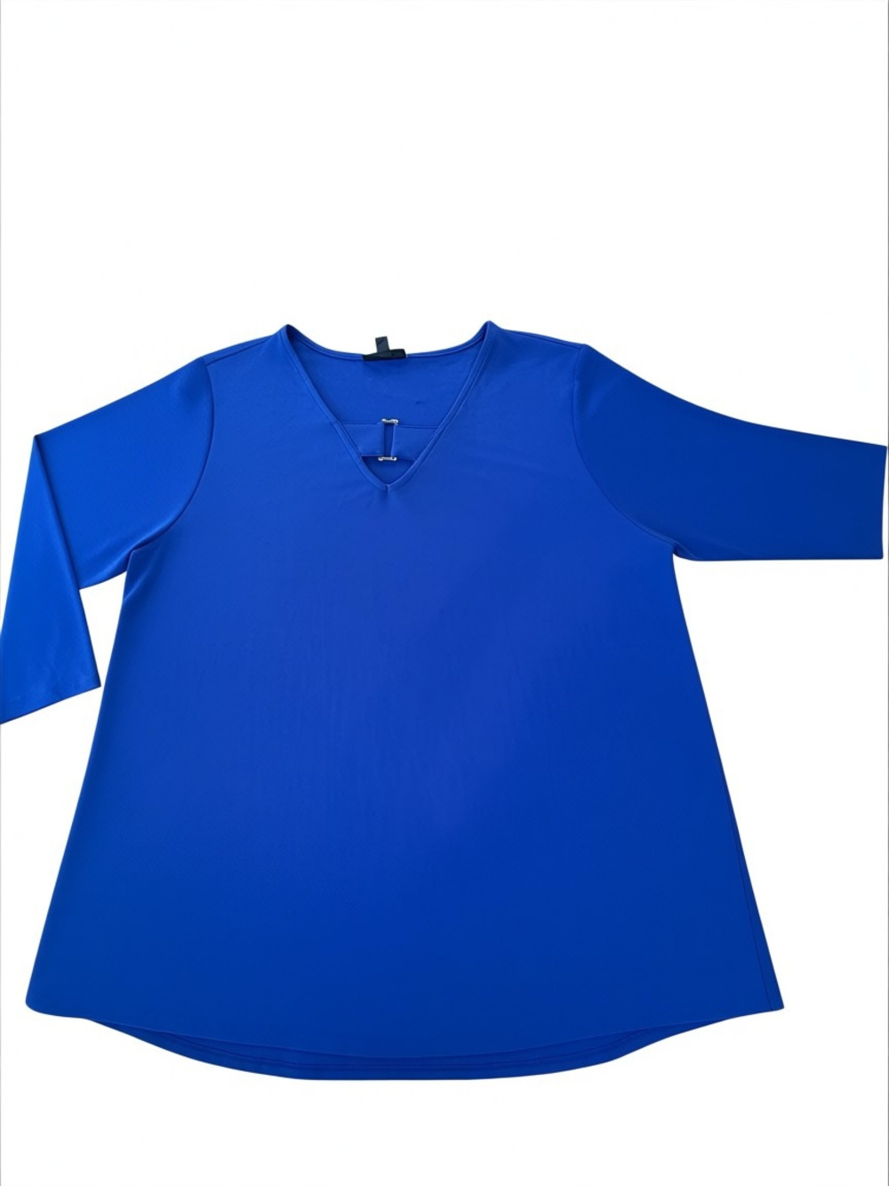 Alfani Plus Size 3X Royal Blue Buckle Detail V-Neck 3/4 Sleeve Tunic Blouse
